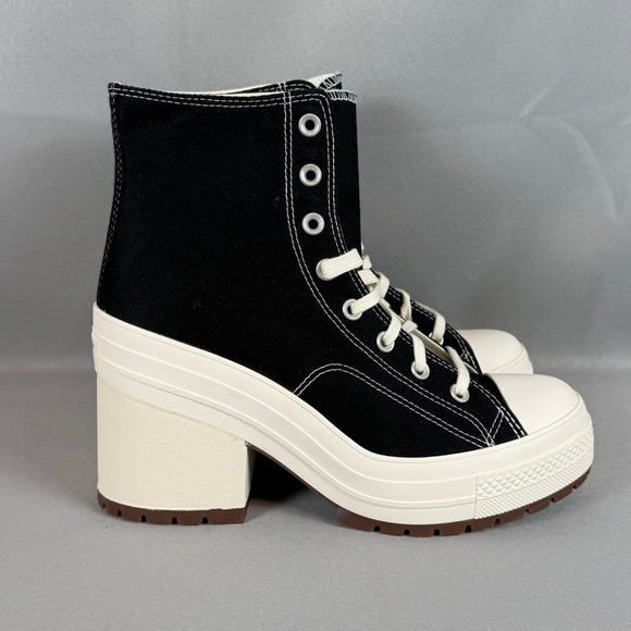Converse Chuck 70 De Luxe Heel Shoe Women 10.5 Black Chunky Platform A05347C New - Picture 5 of 9